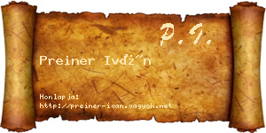 Preiner Iván névjegykártya